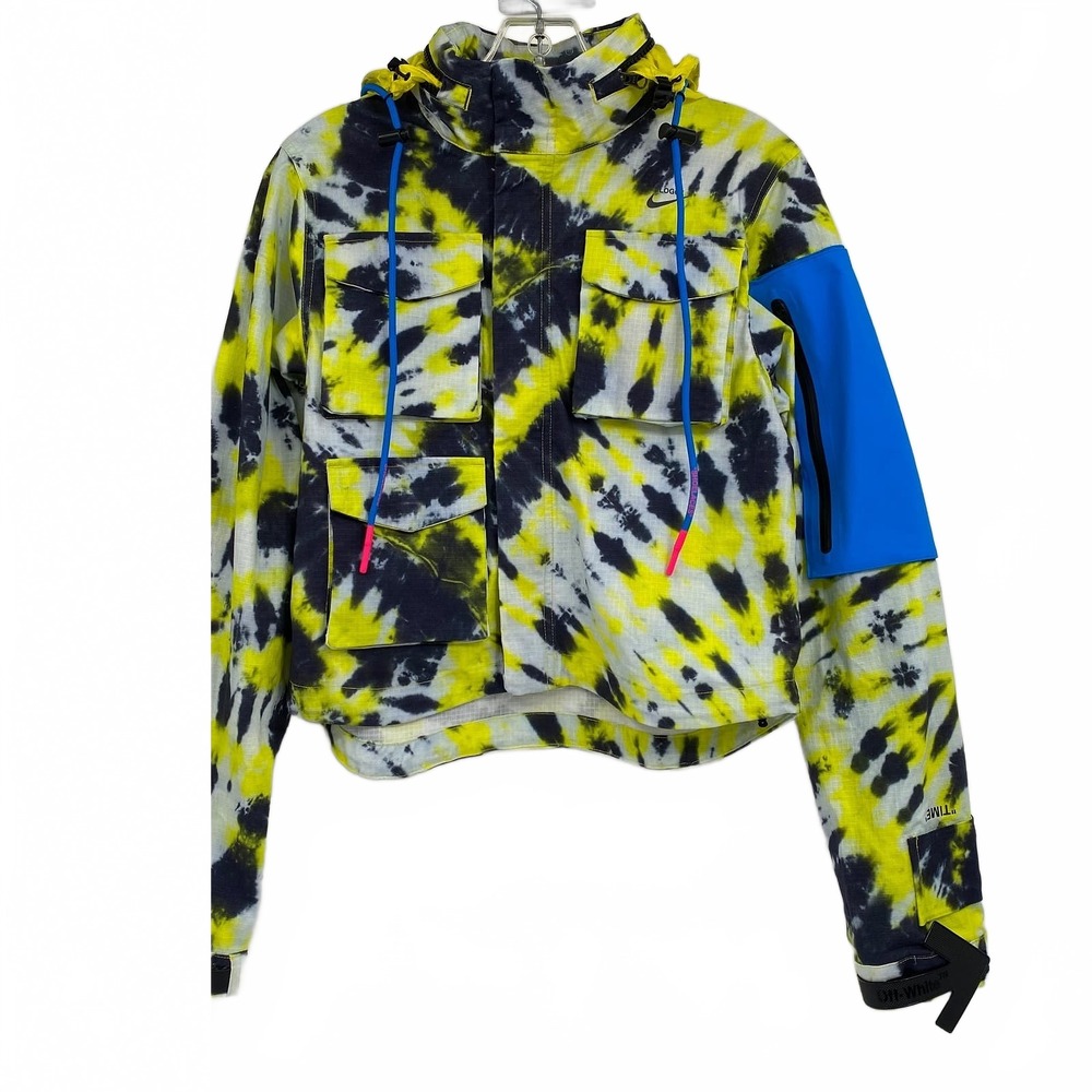 Nike Yellow Gray Tie Dye Zip-Up Utility Jacket | Womens S